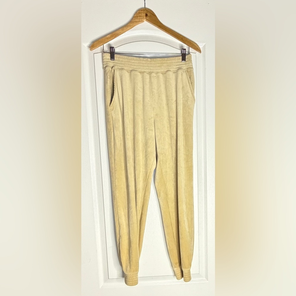 Abercrombie & Fitch Soft A&F Collection Velour Jogger Sweatpants Beige Tan Sz M